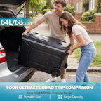 Kndko 12 Volt Car Refrigerator, 68 Quart (64L) Dual Zone Electric Cooler, Fast Cooling Portable Fridge 12V/24V DC 100-240V AC, -4℉~68℉, 12v cooler with Wheels & 2 Baskets for Camping, Road Trip, Truck