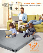 3 Inch Memory Foam Camping Mattress, Dual Layer Thick Sleeping Camp Pad for Car Tent Cot, Roll-Up Portable Glamping Floor Bed for Guests Sleepover