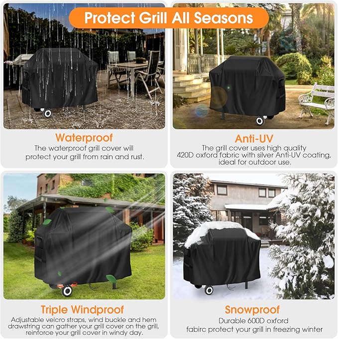 Grill Cover for Captiva Designs GR20 3-Burner Flat Top Gas Griddle Grill, 600D Heavy Duty Waterproof Grill Cover for Sophia & William Flat Top Gas Griddle Grill- 52x21x35Inch