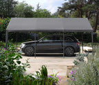 10x20 FT Heavy Duty Carport Car Tent Car Canopy Storage Shed, Portable Garage with Removable Sidewalls & Doors All-Season Tarp for Car,Truck,SUV,Party Grey