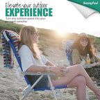 SUNNYFEEL Extra Wide Low Beach Chair 5 Position Lay Flat 500 LBS Heavy Duty, XL Oversized Portable Folding Camping Chairs with Cup Holder for Outdoor/Trip, Lightweight Backpack Beach Chair for Adults