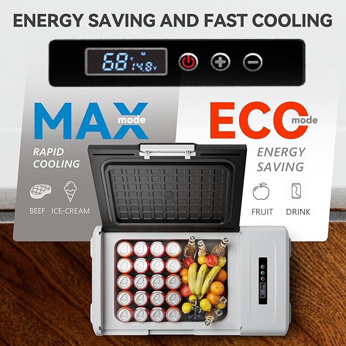 Portable 12V Refrigerator, 22 Quart Compressor Electric Cooler, 12V Fridge -4℉-68℉, Portable Freezer for Camping, RV, Outdoor