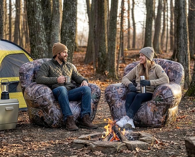 Air Candy Realtree® Camo Inflatable Outdoor Armchair – Heavy-Duty Puncture-Resistant Bottom – Ultra-Comfortable Camping, Tailgating & Outdoor Lounge Chair – Supports 250 lbs – Portable & Easy Inflate