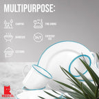 Red Co. 16-Piece Enamelware Metal Dinnerware Set for 4, Solid White/Teal Rim