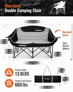 KingCamp Double Camping Chair Folding Camping Table, Aluminum Roll-Up Camp Table
