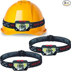 Skywin Hard Hat Light, Headlamp Rechargeable, 3 Pack Lightweight USB, XPG+COB 3 LED 200 Lumen Camping Helmet Light for Adults with Red Light IP44 Waterproof (Hard Hat Not Incl)