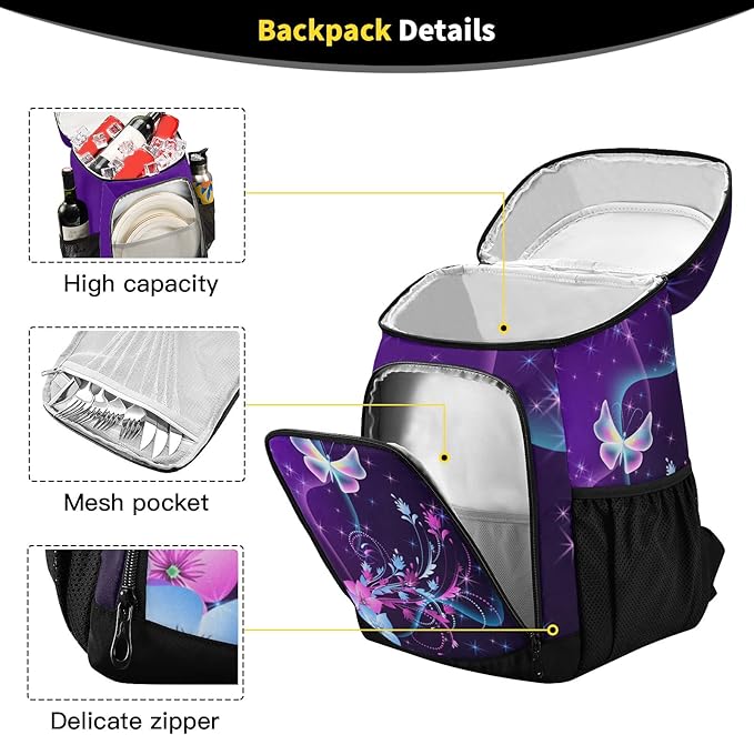 Tropical Pineapples Fruits Cooler Backpack Insulated Leak Proof Beach Cooler Bag Soft Lunch Picnic Hiking Camping Backpack Cooler