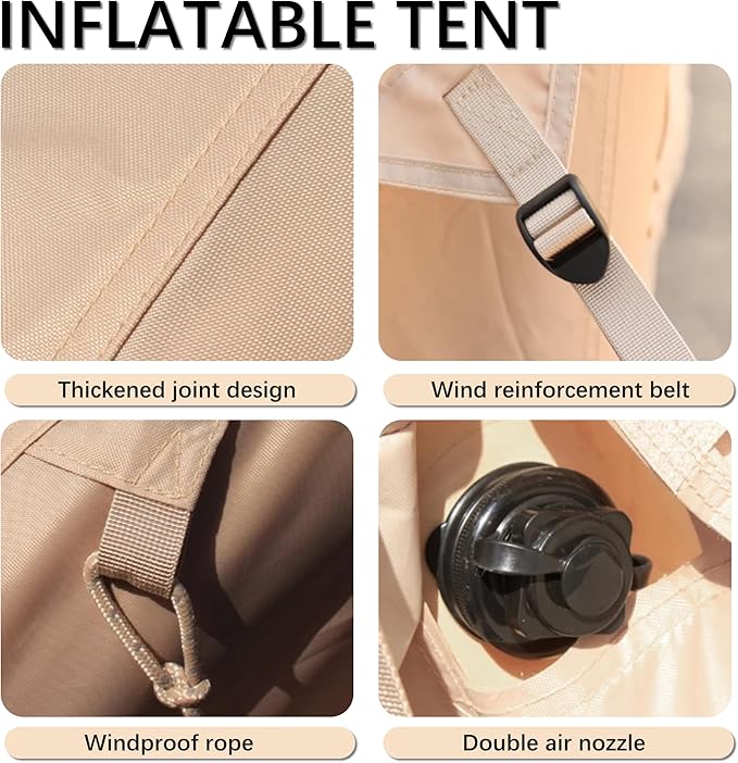 4-6 Person Inflatable Tent with Pump, Easy Setup 4-Season Waterproof Camping Tent, Family Glamping Tents with 12 Mesh Windows, All Weather Outdoor Tent, Camping Tents with Windows