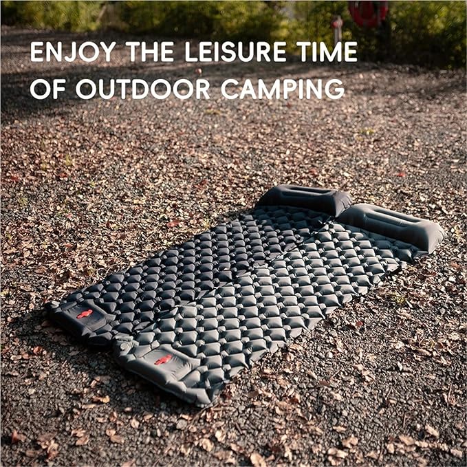 Inflatable Camping Mats Air Mattress with Pillow, Self-Inflating Sleeping Pad, Portable Outdoor Tourist Mat for Hiking Climbing Backpacking Tent(145mm Silver)