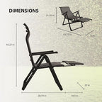 Caravan Sports Ergo+ - Adjustable Outdoor Patio Camping Lounge with Footrest & Headrest, Steel Frame Weather-Resistant Fabric – Folding Outdoor Chair