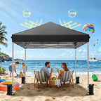 10x10 Pop Up Canopy Tent, Instant Setup Portable Canopy with Carry Bag, 4 Sandbags and 8 Stakes for Outdoor Events, Parties & Camping - Black