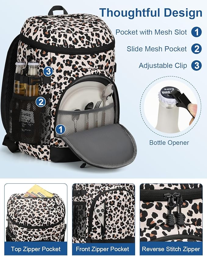 Cooler Backpack Insulated Waterproof,30/45 Cans Backpack Coolers Leakproof Lunch Backpack for Men Women Portable Soft Cooler Bag for Beach Camping Trave Picnic