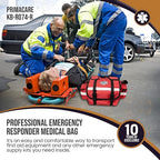 Primacare KB-RO74-R First Responder Trauma Bag, 17" x 9" x 7", Red — EMT/EMS Medical Supply Organizer with Padded Dividers, Multiple Compartments, Side Pockets, Reflective Strip, Durable Design