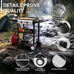 ROVSUN 2 Burner Portable Propane Griddle with Electronic Ignition, 20000 BTU Rolling Flat Top Gas Grill with Nonstick Enameled Tray, Side Shelves & Regulator for Outdoor Cooking Camping BBQ Tailgating