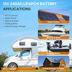 12.8V 240Ah Lithium Battery,3072Wh Deep Cycle LiFePO4 Battery with 100A BMS,8000+ Cycles,Perfect for Home Storage,Off-Grid,Camping,Solar,Bankup Power etc.