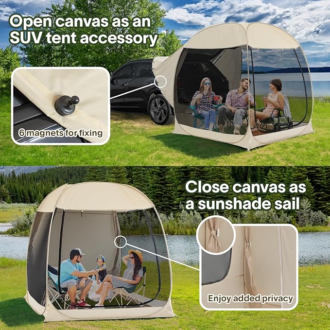 Alvantor SUV Tailgate Tent, Instant Pop Up Car Tent Creates Extra Living Space, UV Protection, Quick Setup in Seconds for Family, Road Trips, Tailgating, Beach, Outdoor Camping