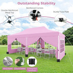 Tangkula 10x20 Ft Pop Up Canopy, UPF 50+ Portable Outdoor Canopy Tent with with 6 Removable Sidewalls, 6 Sandbags, 2 Zippered Door, Windows, Carrying Bag for Party, Wedding, Backyard