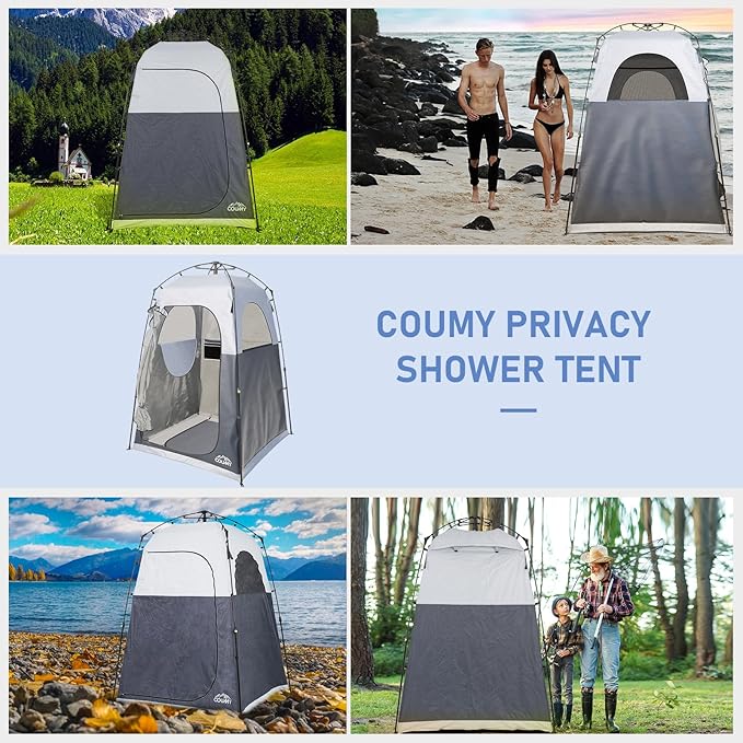 Instant Camping Shower Tent, Privacy Shelter, Portable Outdoor Sun Shelter for Camping Beach Hiking Fishing, 1 Room/2 Rooms