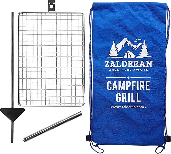 Campfire Grill – Small, Lightweight 304 Stainless Steel Cooking Grate for Camping, Hiking, Backpacking – Portable Campfire Cooking Grill for 1–2 People
