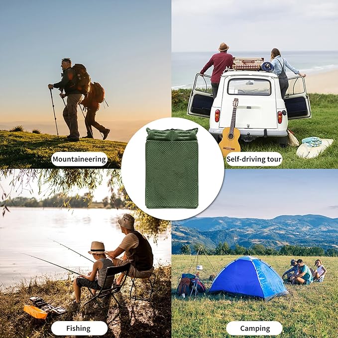 Sleeping Pad for Camping, Air Mattress 2 Person Inflatable Mattress, Suitable for Backpacking, Hiking, Tent Trap Traveling (Green)