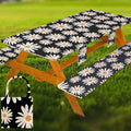 Fitted Picnic Table Cover with Bench Covers, Windproof Vinyl Table Cloths Outside Camping Cooking Backyard Furniture Seat Cushion Tablecloth Activities Party Decor Decorations Para Acampar Equipment
