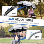 2Pack 48.8 inch Large Beach Umbrella with Clamp Sun Shade for Beach Chair, 360°Adjustable UV Protection Golf Umbrella with Clip for Outdoor Stroller Wheelchair Camping Chair