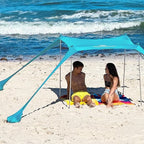 Sun Ninja Beach Tent Sun Shelter UPF50+ - Easy Pop Up Beach Canopy - Outdoor Shade for Camping Trips, Fishing, Backyard Fun Picnics - Sand Shovel, Ground Pegs & Stability Poles
