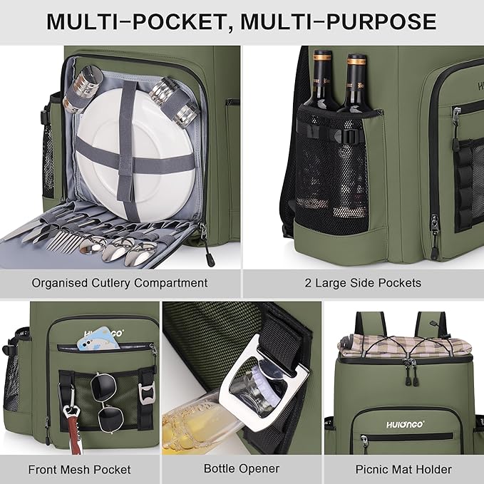 Large 52cans Waterproof Insulated Cooler Backpack for Men & Women, Leak Proof Backpack Cooler, Soft, 8Gal
