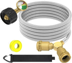 GardenNow 12FT Propane Hose with Propane Splitter 2 Way, Propane Y Splitter Adapter with Shut Off Valve, Two Way LP Gas Adapter Tee Connector for 20lb Propane Tank, Heater, Camping Stove, Gas Burners
