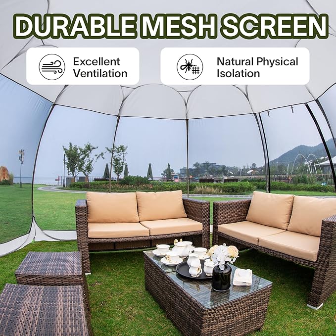 Alvantor Pop Up Screen House Gazebo with Mosquito Netting, Instant UV Resistant Sun Shelter for Patio & Backyard, Portable Canopy Tent for 2-10 Person