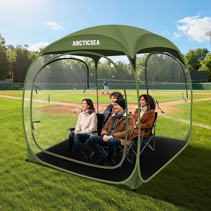 ARCTICSEA Thickened PVC Sports Tent - All-Weather Shelter Pod for 2-6 Person, Pop-Up Shelter, Instant Setup, Removable Top & Sealed Floor for Outdoor Events, Soccer, Rugby