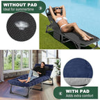 LILYPELLE Folding Outside Chaise Lounge Chair with Mattress, 5 Position Adjustable Patio Folding Lounge Chair Reclining Chairs Perfect for Sunbathing, Camping, Pool, Beach, Patio