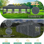 COBIZI Heavy Duty 10x30 Party Tent, Commercial 10x30 pop up Canopy for Parties Waterproof Gazebos with 8 Sidewalls, All Season Wind & Waterproof UPF50+,Stable Thickened Frame