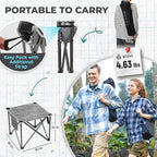 FUNDANGO Oversized Camping Stool for Adults, 2 Pack Thick Padded 18.1 Inch Folding Ottoman Foot Rest, 440 Lbs Heavy Duty Outdoor Camp Chairs with Anti-Slip Foots&Carry Bag for Fishing Travel (Grey)