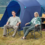 TIMBER RIDGE Lightweight Oversized Camping Chair, Aluminum Directors Chair with Side Table for Outdoor Camping, Lawn, Picnic and Fishing, Supports 400lbs, Gray 2PCS