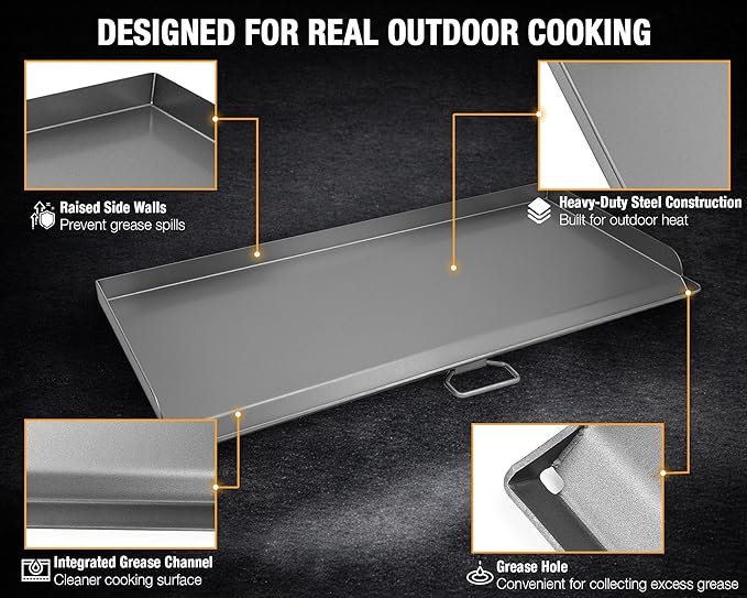 Hisencn Cast Iron Flat Top Griddle for Camp Chef 3 Burner Stove, 16"x37" Heavy Duty Fry Griddle Replacement for GB90D TB90 Series, Outdoor Cooking Griddle