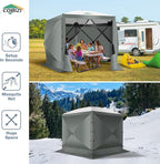 COBIZI Pop Up Gazebo Screen Tent Screen House for Camping, 10x10 Screen Room with Mosquito Netting, Hub Tent Instant Screened Canopy with Carrying Bag and Ground Stakes, Gray