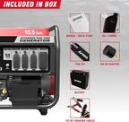 A-iPower 10000-Watt Electric Start Portable Generator, Gas Powered with 420cc OHV Engine, Heavy Duty Generators For Jobsite, Home Use, Emergency (AP10000E)