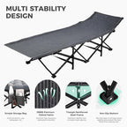 JEAREY 2-Piece Camping Cot for Sleeping 28" Extra Wide, Heavy-Duty 1200D Oxford Foliding Cots for Adults Portable with Mattress, Carry Bag for Guest, Travel, Hiking, Light Gray