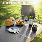 Portable Outdoor Camping Table, Oversize Aluminum Roll Up Lightweight Folding Table for Picnic, Barbecue, Beach, Tailgating, Party, Backyard, Indoor and Outdoor, Stable and Durable