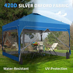 GDY 8x8 FT Pop Up Canopy Tent with One Push Setup,Setup Gazebo with 4 PVC Transparent Sidewalls,Easy Carry for Events, Parties, Camping, Blue