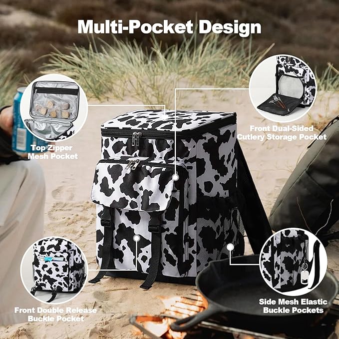 DYSHAYEN Cooler Backpack,Lightweight Backpack Cooler Insulated Leak Proof,30 Cans Soft Cooler Bag for Beach,Camping,Beach,Picnic,Lunch