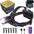 LED Headlamp Rechargeable, Head Lamp Super Bright 180000 High Lumen 9000mAh with 5 Modes, Fast Charge Batteries Zoomable, Waterproof Headlight Camping Hunting Running Fishing Biking