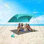 Beach Tent Sun Shelter UPF50+ with Sandbags, Sand Shovel & Windproof Poles - Portable Pop Up Canopy for Beach, Camping, Picnics, Backyard & Fishing (Cyan,6.9x6.5FT)