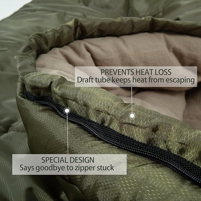 Cold Weather Sleeping Bag 100% Cotton Flannel XXL for Adults Big and Tall,Free Compression Sack