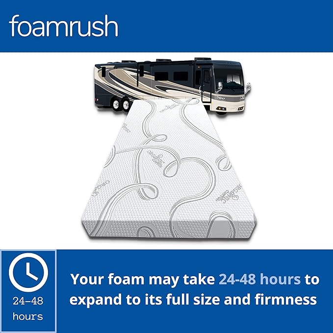 FoamRush 6" x 31" x 78" Camping Cot Gel Memory Foam RV Mattress Replacement with Cotton Cover, Medium Firm, Comfort, Pressure Relief Support, Made in USA, Travel Camper Trailer Truck