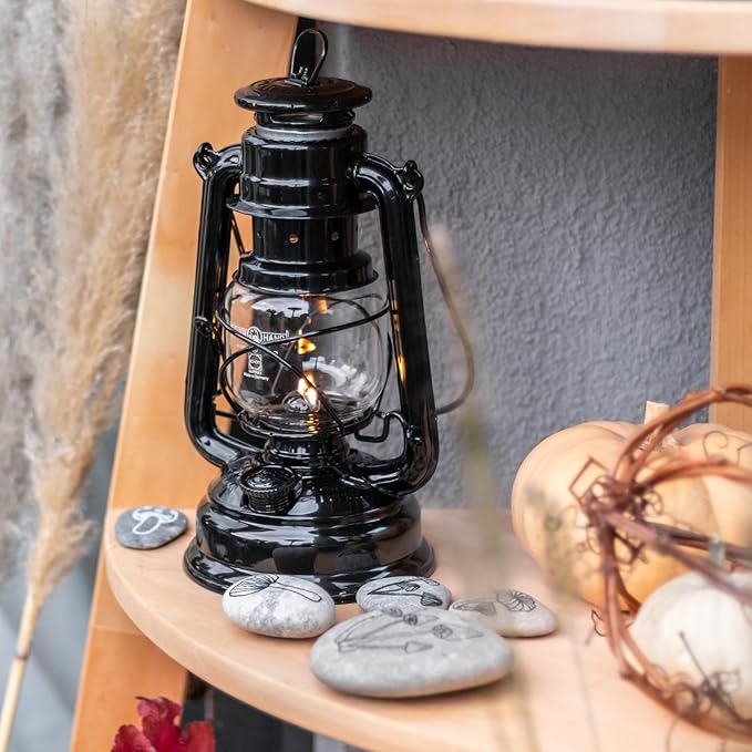 Feuerhand Outdoor Kerosene Fuel Lantern, German Made Weather Resistant Baby Special 276 Galvanized Hurricane Lamp for Camping or Patio, 10 Inches, Black