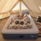 Naturehike Pongee Fabric Queen Air Mattress with Self-Stop High-Speed Built in Pump, 15.8" Thicken Deluxe Blow Up Mattress Waterproof, 2-Min Fast Inflatable Airbed for Home, Camping, Guests, Travel