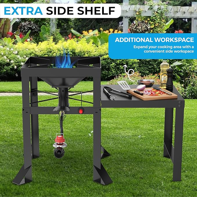 Propane Gas Burners – Single & Double Burner Outdoor Stoves for Camping & BBQ (130,000BTU Dual Jet Burner)