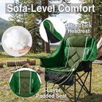 Oversized Camping Chair for Adults - Heavy Duty 400 lbs Padded Folding Chair with Wine Glass Holder, 2 Cup Holders & Side Pockets, Portable Carry Bag for RV, Tailgating, Lawn